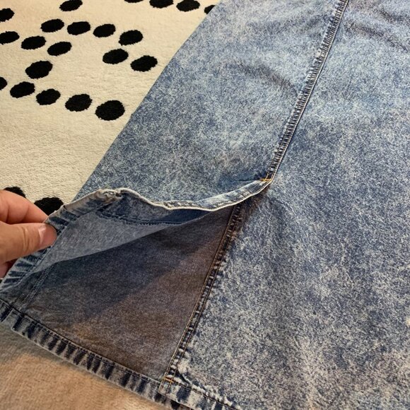 Vintage 80s 90s Santana High Rise Acid Wash Denim Jean Maxi Skirt - Picture 7 of 16